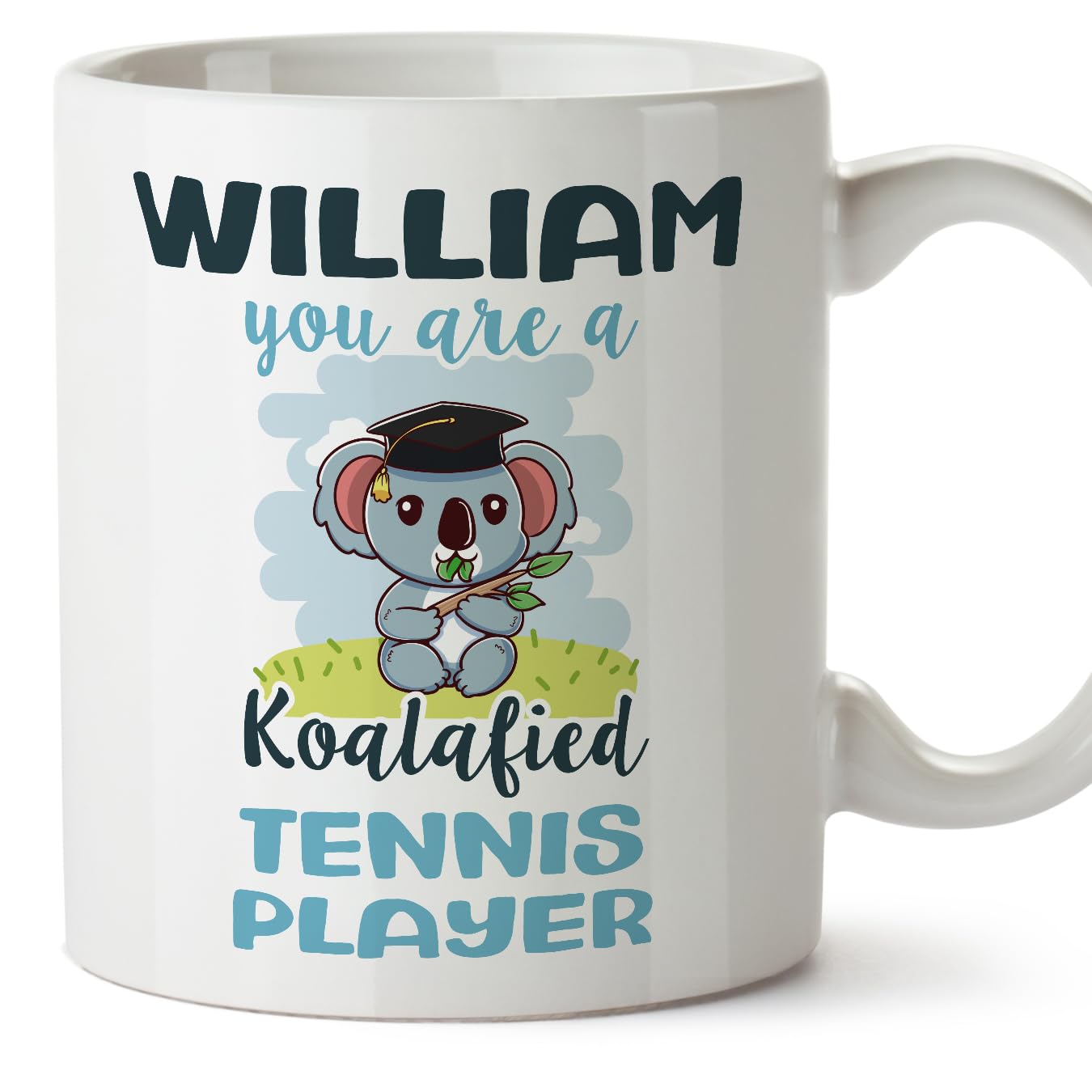 MUGFFINS Personalised Mug for Tennis Player man - in English - Custom Koalafied - Funny Custom Gift for Colleagues - Ceramic 11oz Mug — image 1