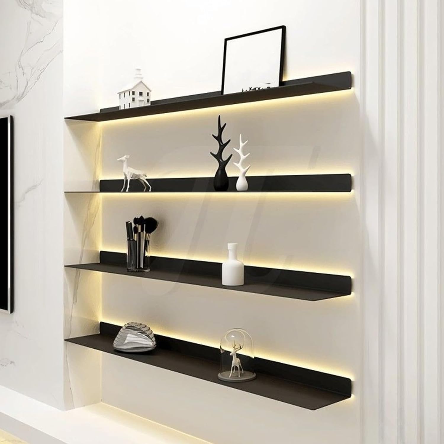 Floating Display Shelf with LED Light, Wall Mounted Illuminated Shelves