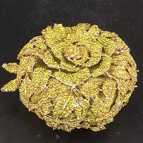Image of Boutique De FGG Mini Round Flower Crystal Clutch Purses for Women,Formal Evening Bags,Rose Wedding Clutch Bag Party Handbags