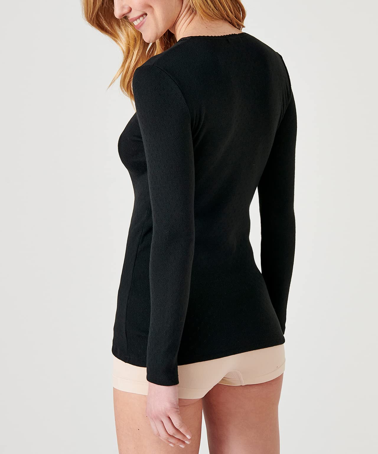 Damart T-Shirt Manches Longues Maille Ajourée Thermolacty sous-vêtement Femme (Lot de 1)