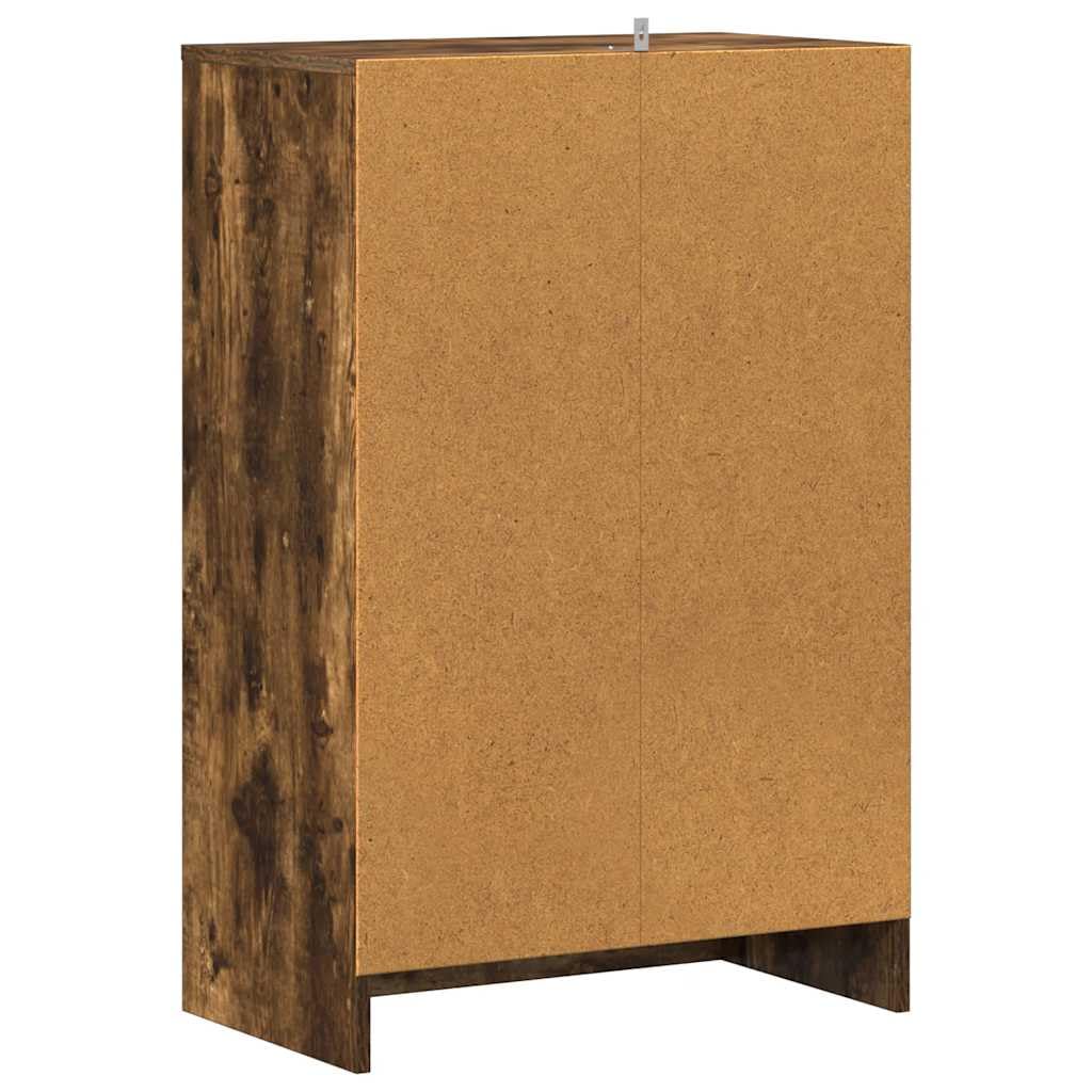 Szafka na buty, dąb wędzony, materiał drewnopochodny 60 x 35 x 92 cm z drzwiami, organizer do korytarza, sypialni, zamknięte przechowywanie, stabilna półka, możliwość mocowania na ścianie