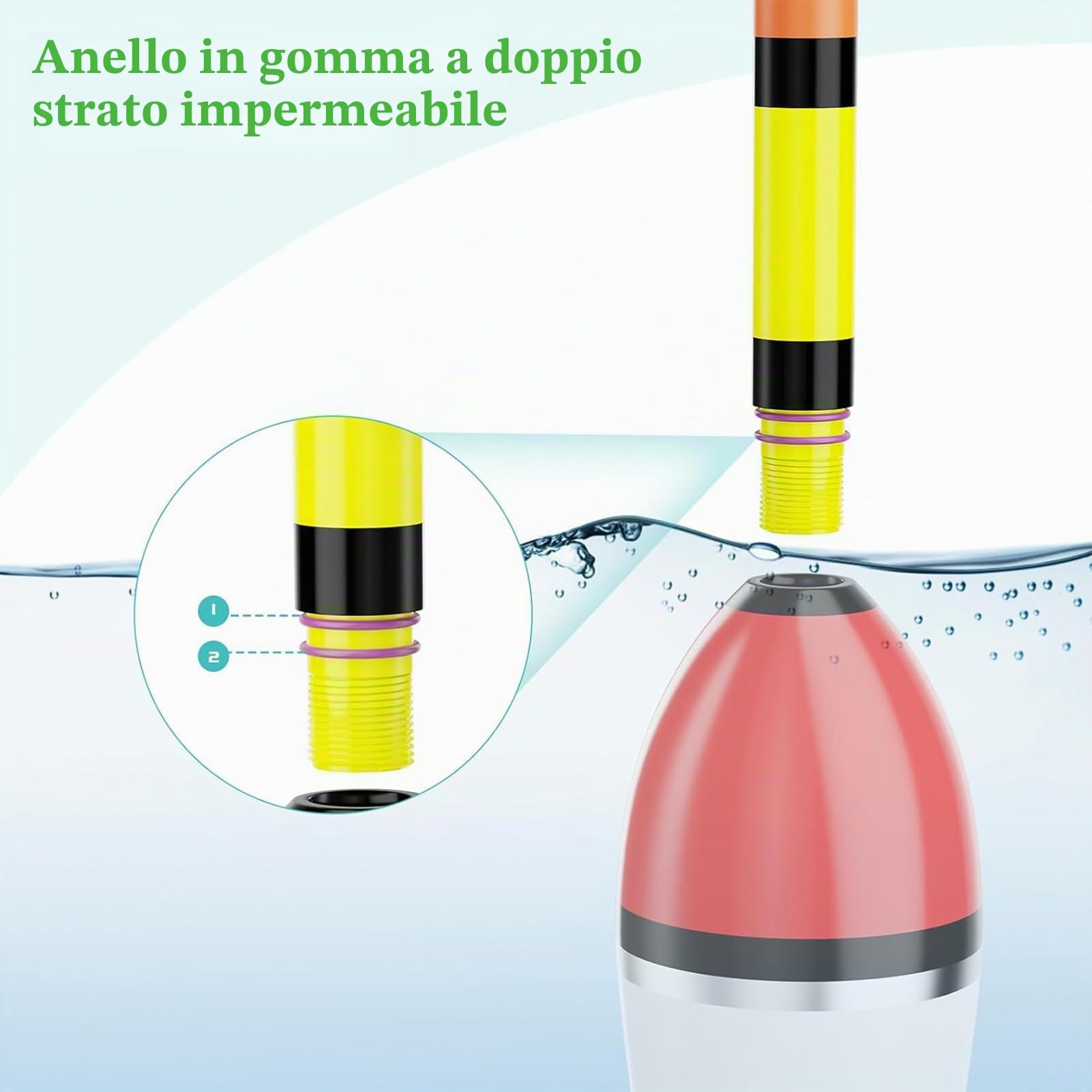 DONGZQAN Set da 3 galleggianti LED per Pesca con Indicatore di Azione, Galleggianti Luminosi LED, Set di Accessori da Pesca con Indicatore di Azione, Galleggianti da Pesca, Set di Galleggianti da