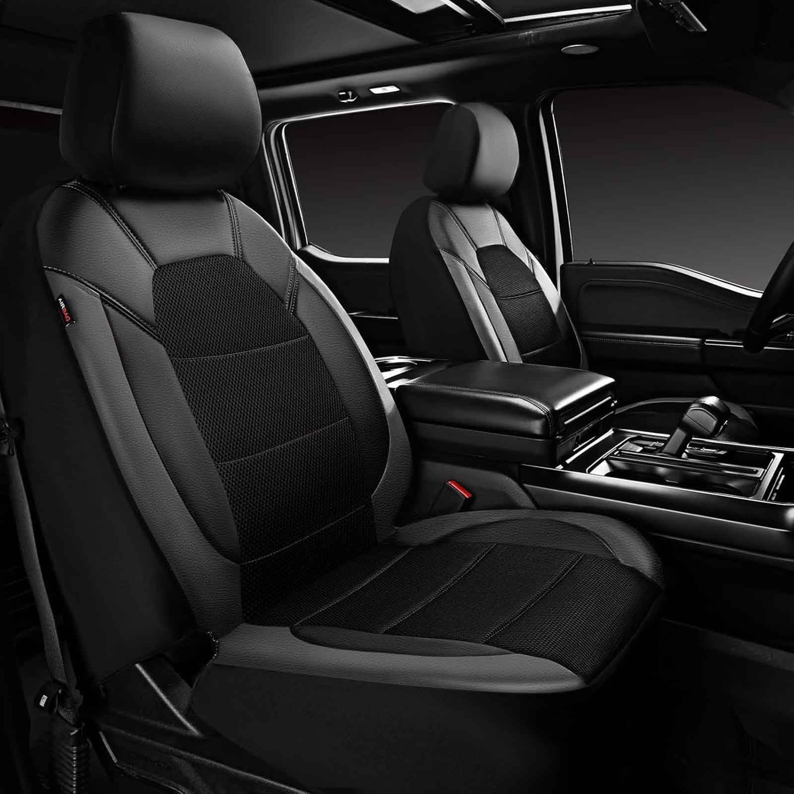 Housses De Sièges Renault Clio - Gamme Comfortline - Cuir Et Tissu Noir Et Gris