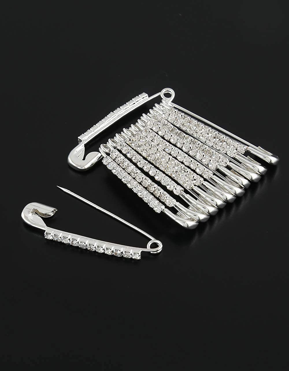 VAMA FASHIONS Crystal Stone Sarees Brooch Coat Dress Gown Shawl Bridal Silver Safety saree pins for Women Girls 3