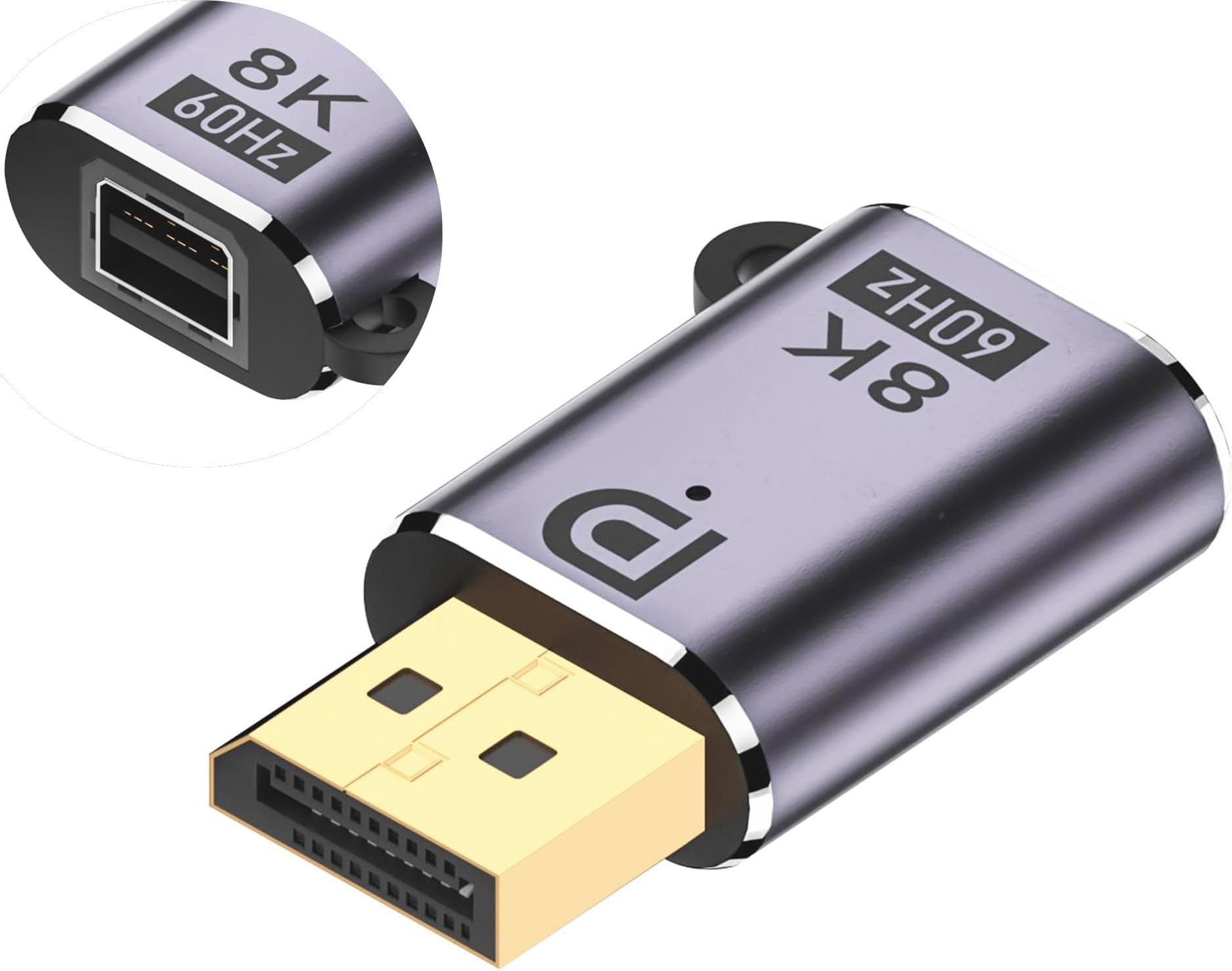 DP to Mini DP Adapter Mini DisplayPort 1.4 Adapter 8K@60Hz DP Male to Mini DP Female Extend Connector with Hole and LED Indicator for Projector Laptop HDTV Monitor