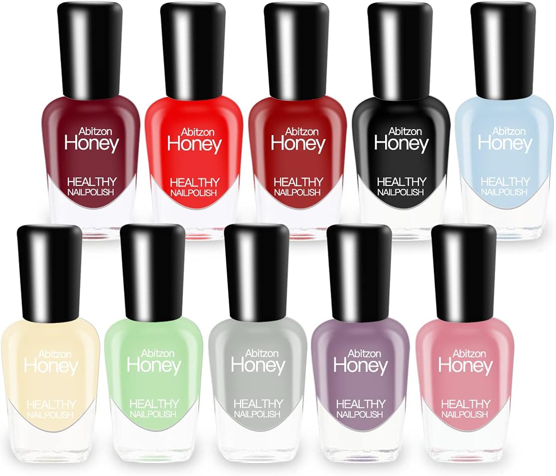 (Style-3) - NEW Nail Polish Set (10 Bottles) - Non-Toxic Eco-Friendly Easy Peel Off & Quick Dry Water Based Nail Polish