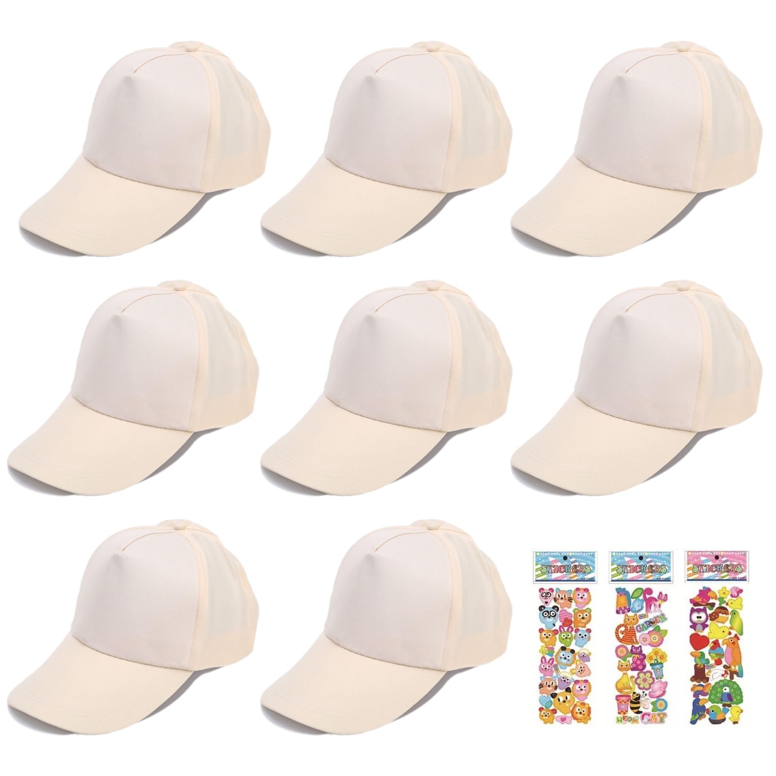 mengger Gorras Infantiles para Pintar, 8 Piezas Gorra De Graffiti Sombreros Creativos para Pintar Gorras De Béisbol Niños Gorras Casual Playa Sol Visor Sombreros para Deportes Al Aire Libre (Caqui