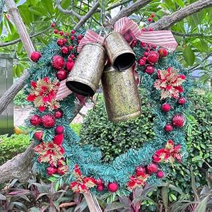 Metal Harmony Bells Set of 3 Shabby Chic Cow Bells for Crafts Vintage Rustic Christmas Hanging Bells for Door Brass Christmas Ornaments Decorative Cowbell On Jute Rope 9 7 5H