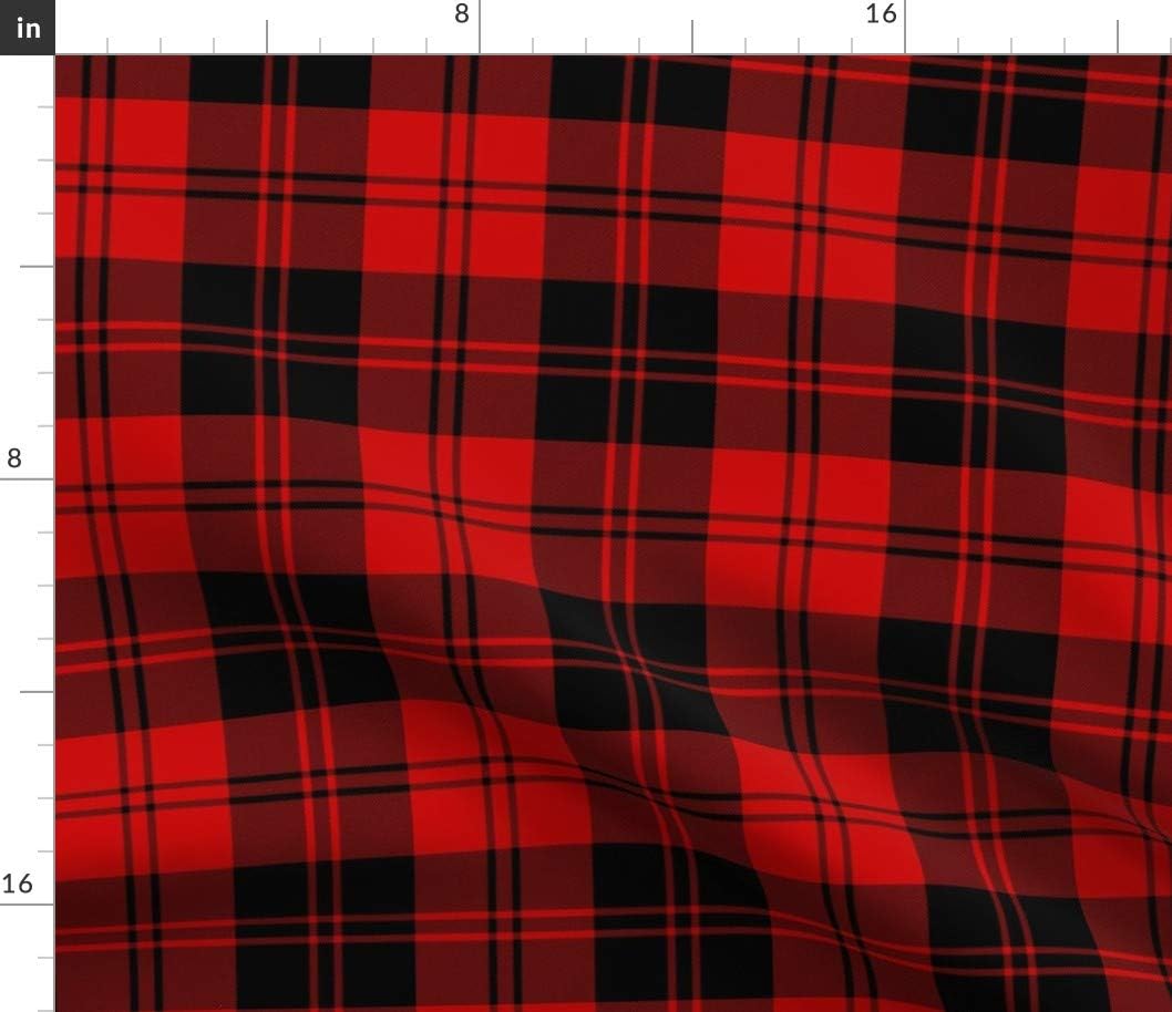 Spoonflower Fabric - Black Red Tartan Plaid Kilt Scottish Printed on Petal Signature Cotton Fabric Fat Quarter - Sewing Quilting Apparel Crafts Decor