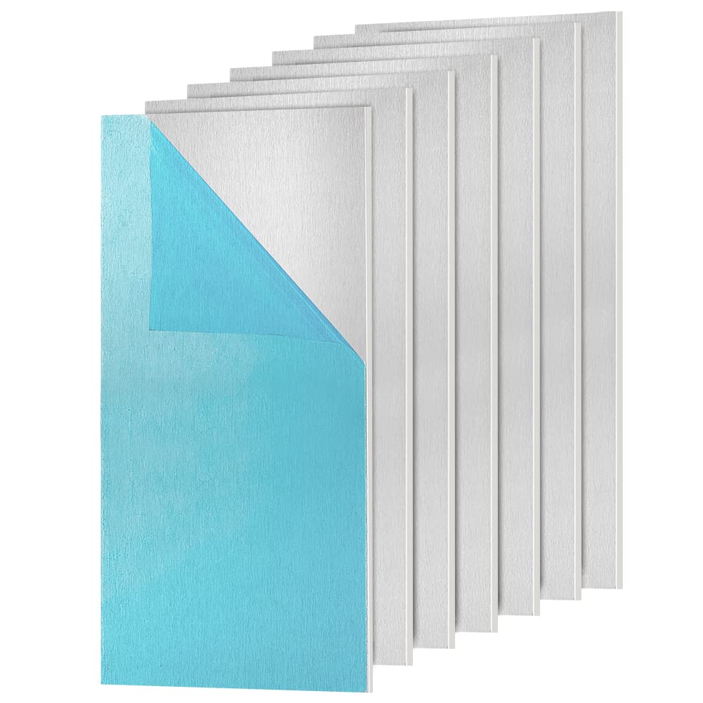 BENECREAT 10 Blatt 3mm 5052 Aluminiumblech Mit Schutzfolie, 10x5cm Aluminium-Schweißmetallplatten Zur Befestigung von Platten, Kunsthandwerk, Steht, Knüppel, Rohlinge