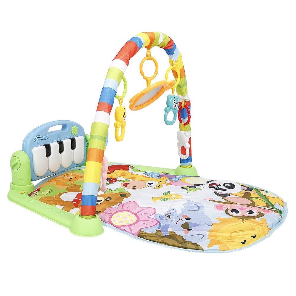 Tapis Tap Piano Évolutif de Jeux - Tapis d'Éveil avec Arche d'Éveil - Jeu Musical et Évolutif - Motricité Bébé - Cadeau de Naissance - 80 x 41 x 48 cm (Vert)