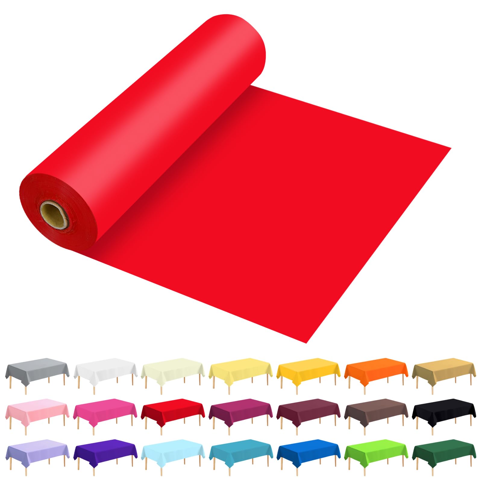 Photo 1 of JHDZDHY Plastic Table Cover Roll - Red, 54" x 100ft
