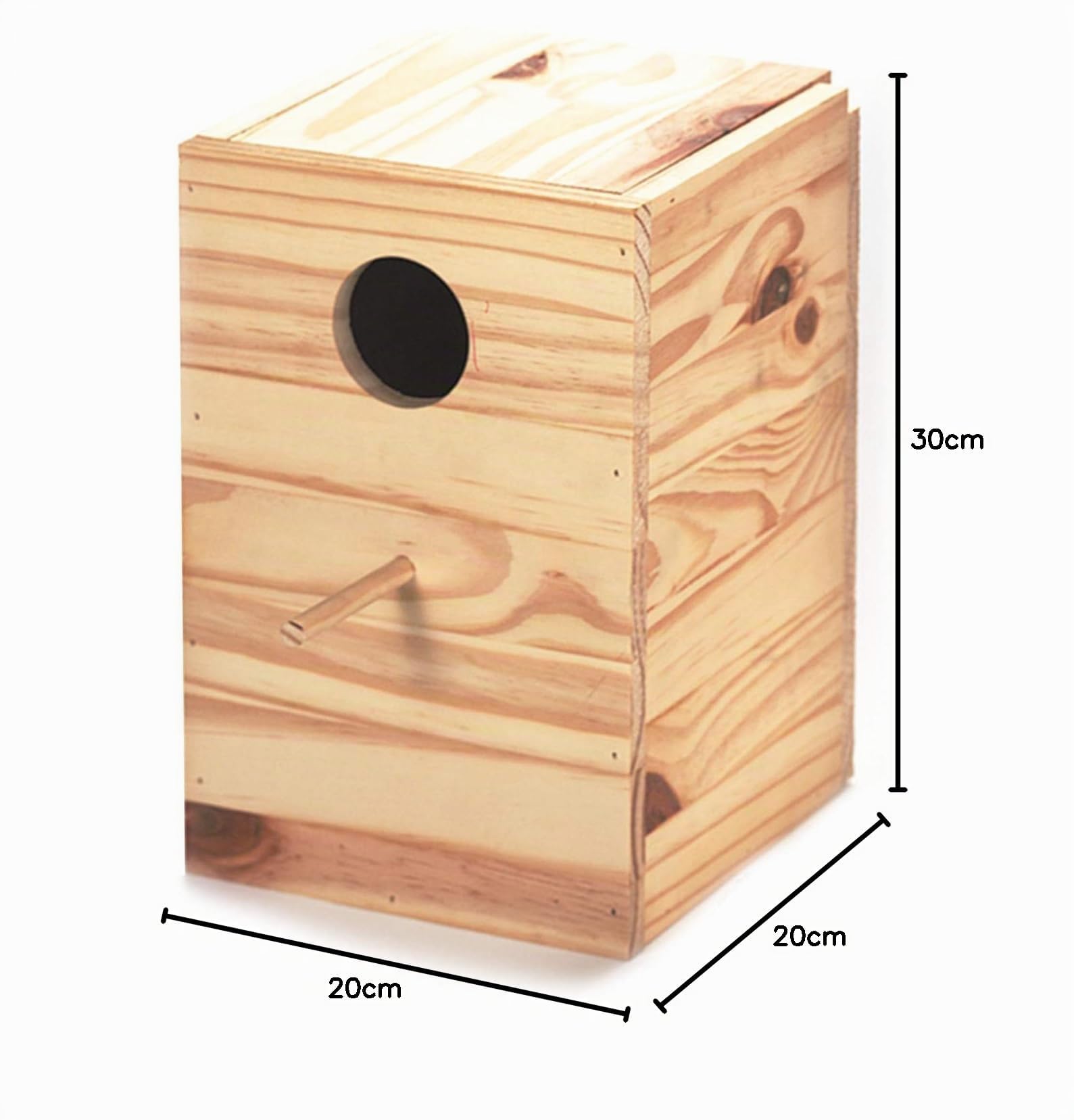 Arquivet Nido de Madera para ninfas, carolinas, cacatúas - 20 x 20 x 30 cm - Nido para pájaros de jardín - Nido cría para Aves Natural - Caseta de Madera para Aves