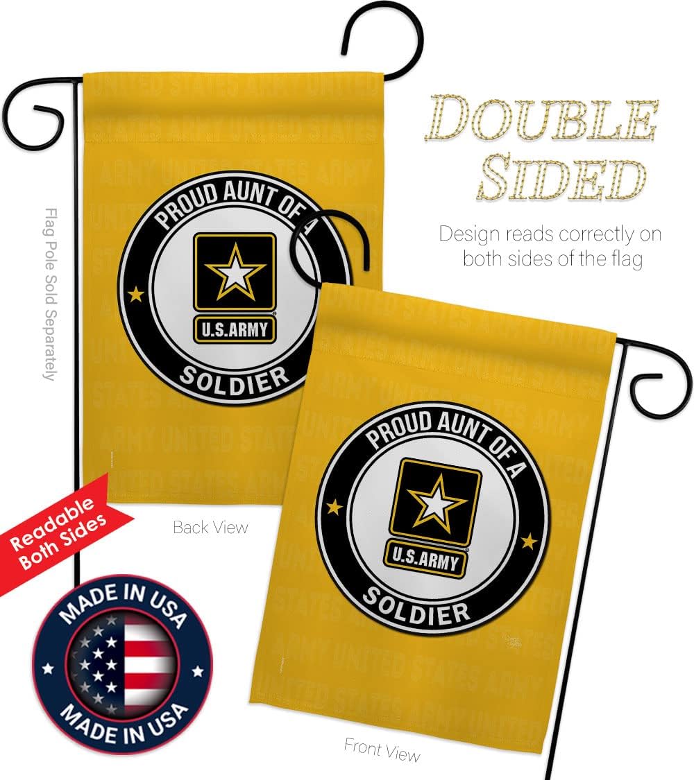 Proud Aunt Soldier Garden Flag - Armed Forces Army Rangers United State American Military Veteran Retire Official - House Decoration Banner Small Yard Gift Double-Sided Made In USA 13 X 18.5