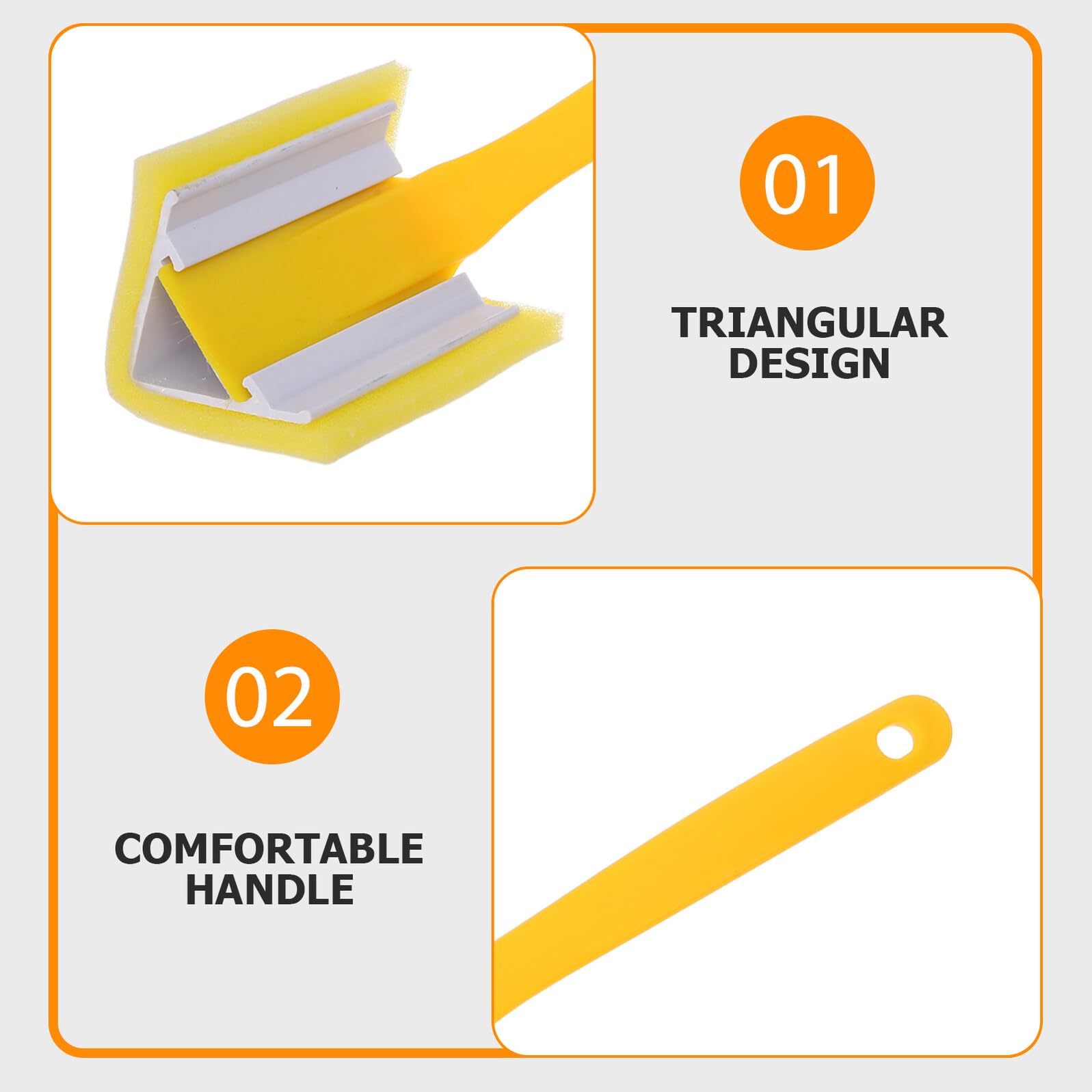 WOONEKY Pennello per Angoli di Pittura Murale Triangolare Giallo 2 Pezzi in Plastica Finitura Professionale ed Ergonomico per Progetti di Rifinitura e Nuove Costruzioni