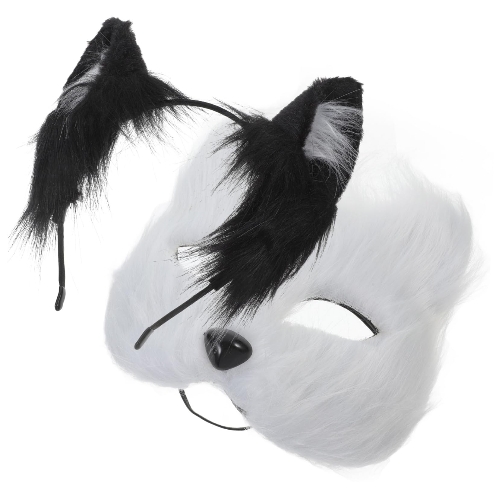 BIUDECO Fox Mask Half-face Costume Set Plush Halloween Mask Hairband for Parties Cosplay and Masquerades