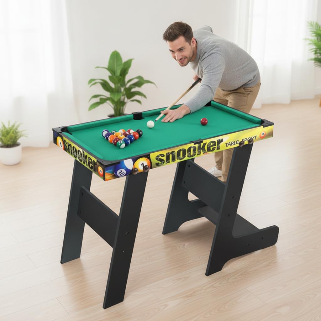 Biliardo per Bambini, Mini Biliardo da Tavolo in Legno con Accessori Completi, Salvaspazio