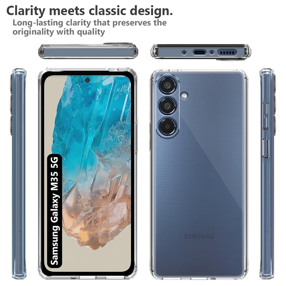 Image of NISHTECH for Samsung Galaxy M35 5G (2024) Premium Transparent Hybrid Soft Slim Dust Proof Back Case Cover with Camera Protection