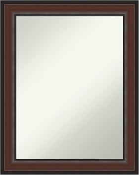 Amanti Art Brown Wall Mirror 29x23 Harvard Walnut Rectangle Bathroom Mirror for Wall Decor Living Room, Medium Traditional Frame, Hangs Horizonally and Vertically, Bathroom Decor, Non-Beveled Edge