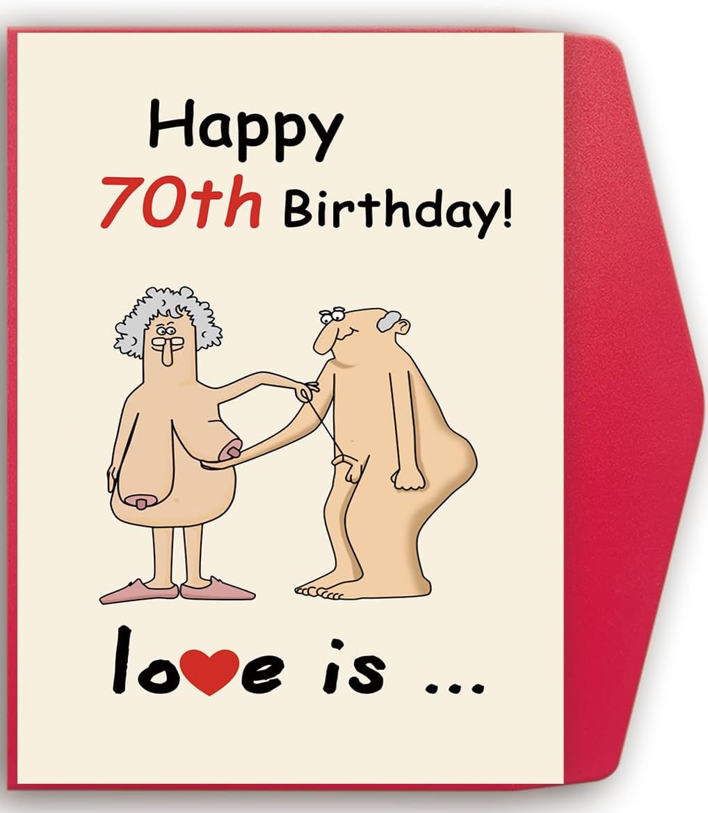 Funny 70th Birthday Card for Men Women, Humorous 70 Years Birthday Gifts for Couple Husband Wife, Seventy Decorations Ideas for Anniversary Valentines Day