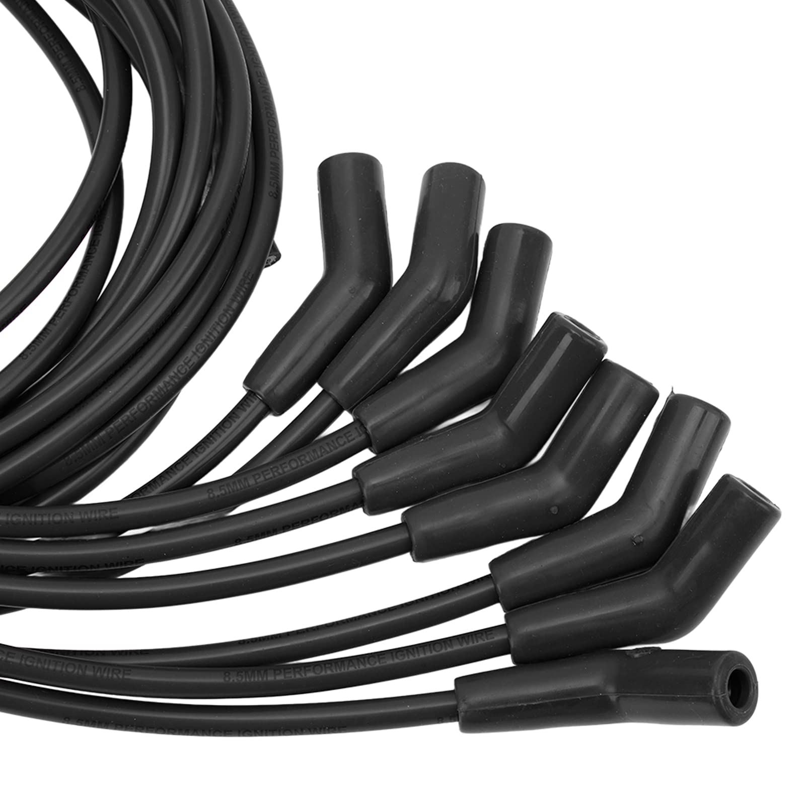 Cosiki Set cavi di accensione, diametro candele 8,5 mm, set cavi di accensione con copertura antipolvere per veicoli a 8 cilindri (nero)