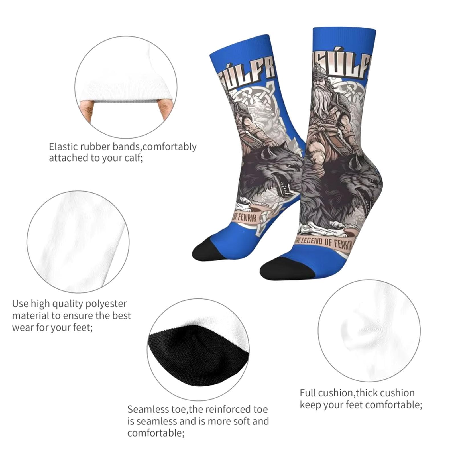 Fenrir Wolf Wikinger Krieger Fahrradsocken für Herren Und Damen, Neuartige, Gut Sitzende, Lustige, Sportliche Basketball Schlauchsocken