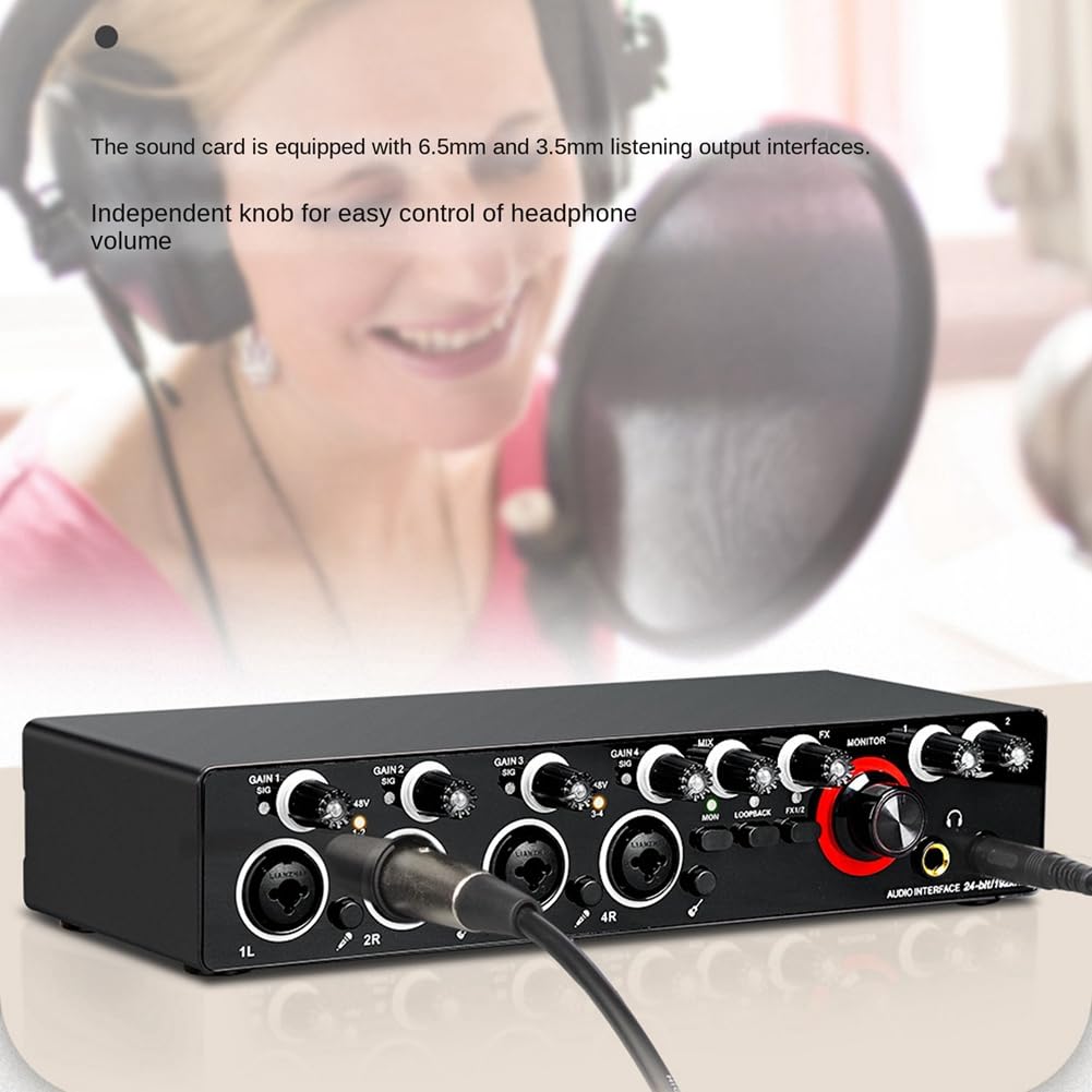 Orton Regolatore di volume da studio di registrazione a 4 canali con scheda audio di registrazione per la registrazione del doppiaggio di bande di canto Kit di apparecchiature di trasmissione in