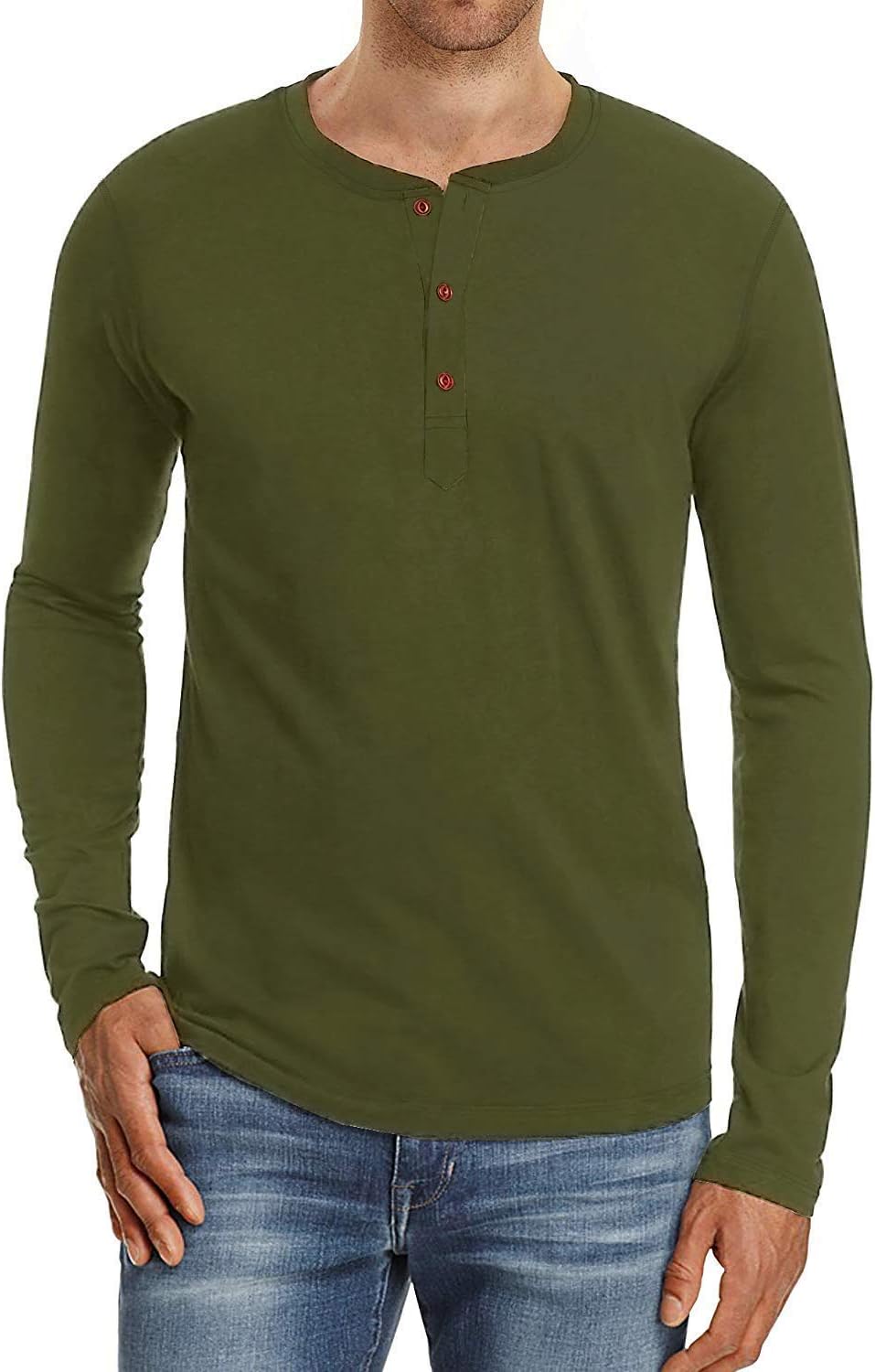 PEGENO Men's Fashion Casual Front Placket Short/Long Sleeve Henley T-Shirts Cotton Shirts