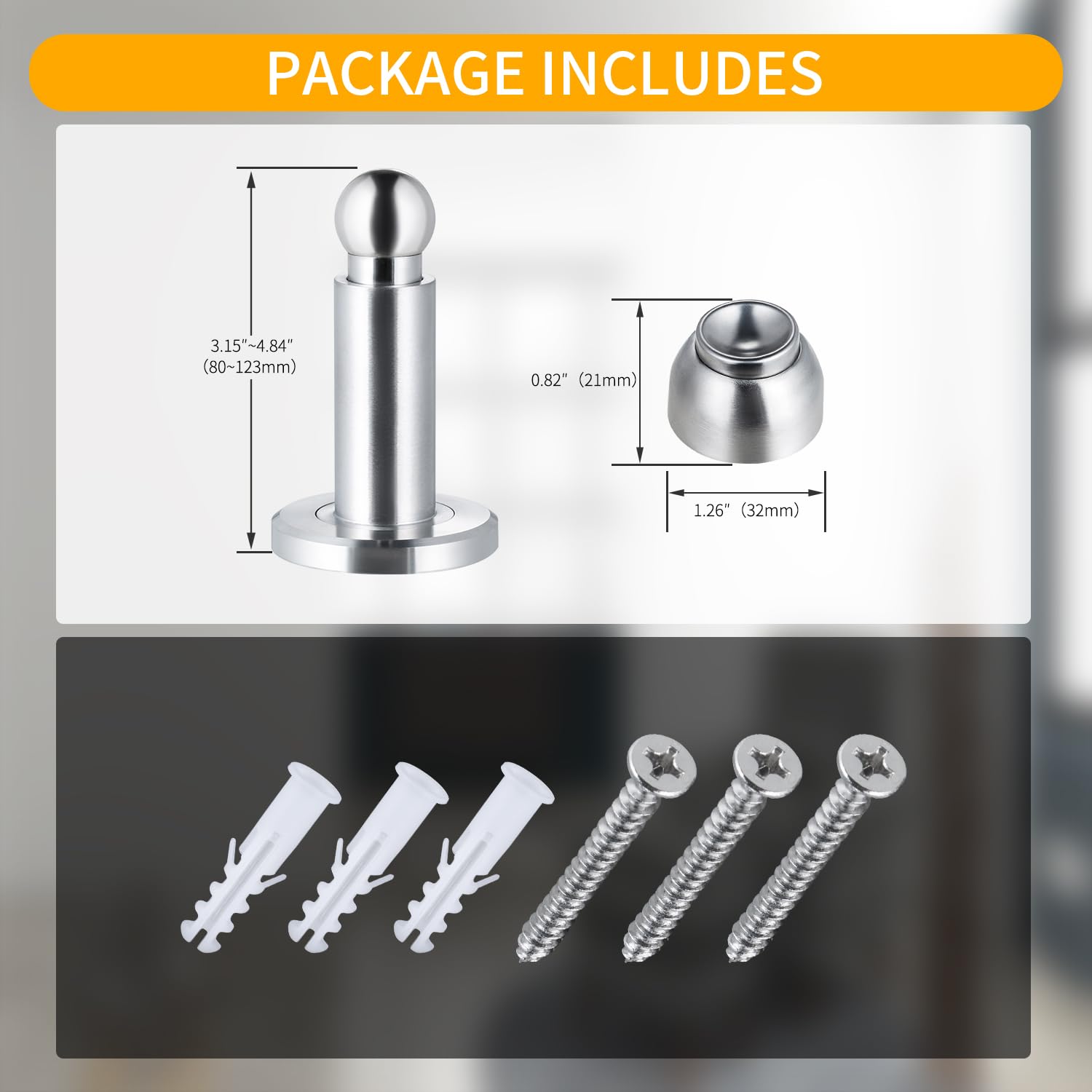 Topes de puerta – Tope magnético de alta resistencia para pared e inferior de puerta – Tope de puerta ajustable de alta calidad con diseño resistente al viento, fabricado con acero inoxidable SUS304