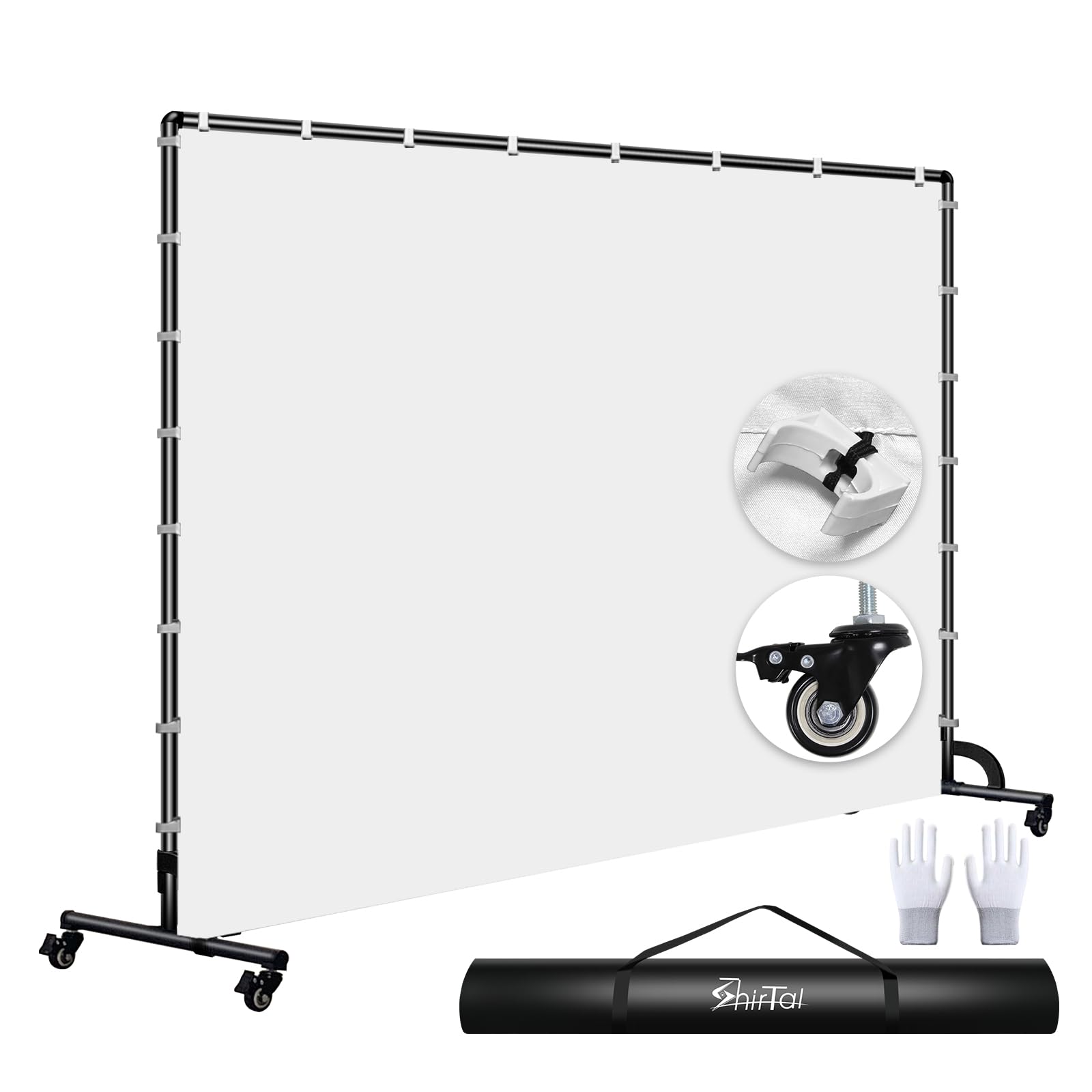 7x10ft White Photo Backdrop with Stand,Movable Photography Backdrop Stand Kit with Wheels and White Screen Backdrop Background for Photo Shooting,Video Recording?Events, Party