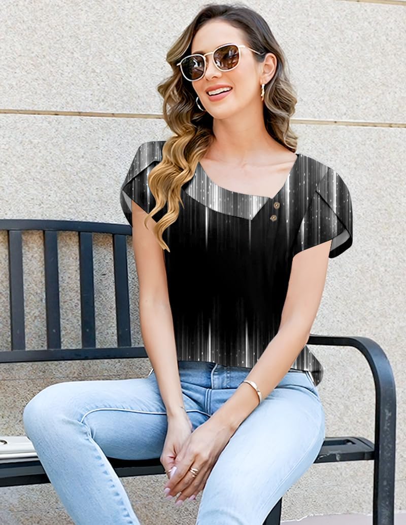 ETCYY NEW Womens Summer Tops Petal Sleeve Blouses for Women Dressy Casual Square Neck Tunic Shirts - Image 4