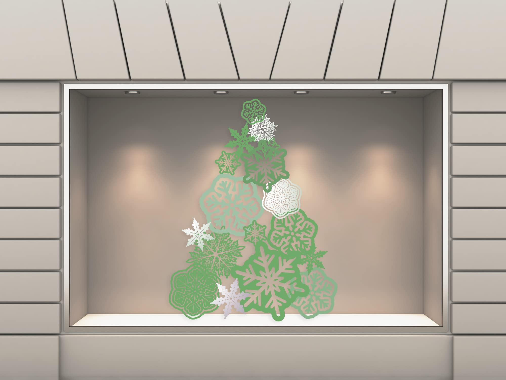 Oedim Vinilo Adhesivo Transparente en Efecto Espejo Feliz Navidad Árbol Color Verde | 152 x 200 cm | Vinilo Económico y Original | Vinilo Reserva de Blanco y Troquelado