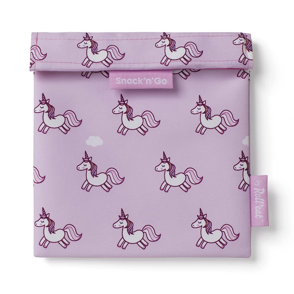 ROLL'EAT ® Snack'n'Go Animals | Reusable Snack Bag | Kids Snacks Container | Eco Friendly Food Bag | Reusable Bag for Snack Storage | Unicorn Design