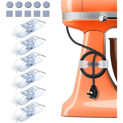 Appliance Cord Organizer for Kitchen Appliances Stick On Cable Winder Keeper, Hook Clip for Kitchenaid Mixer, Home Gadget Accessories for Easy Storage and Organization (6PCS)