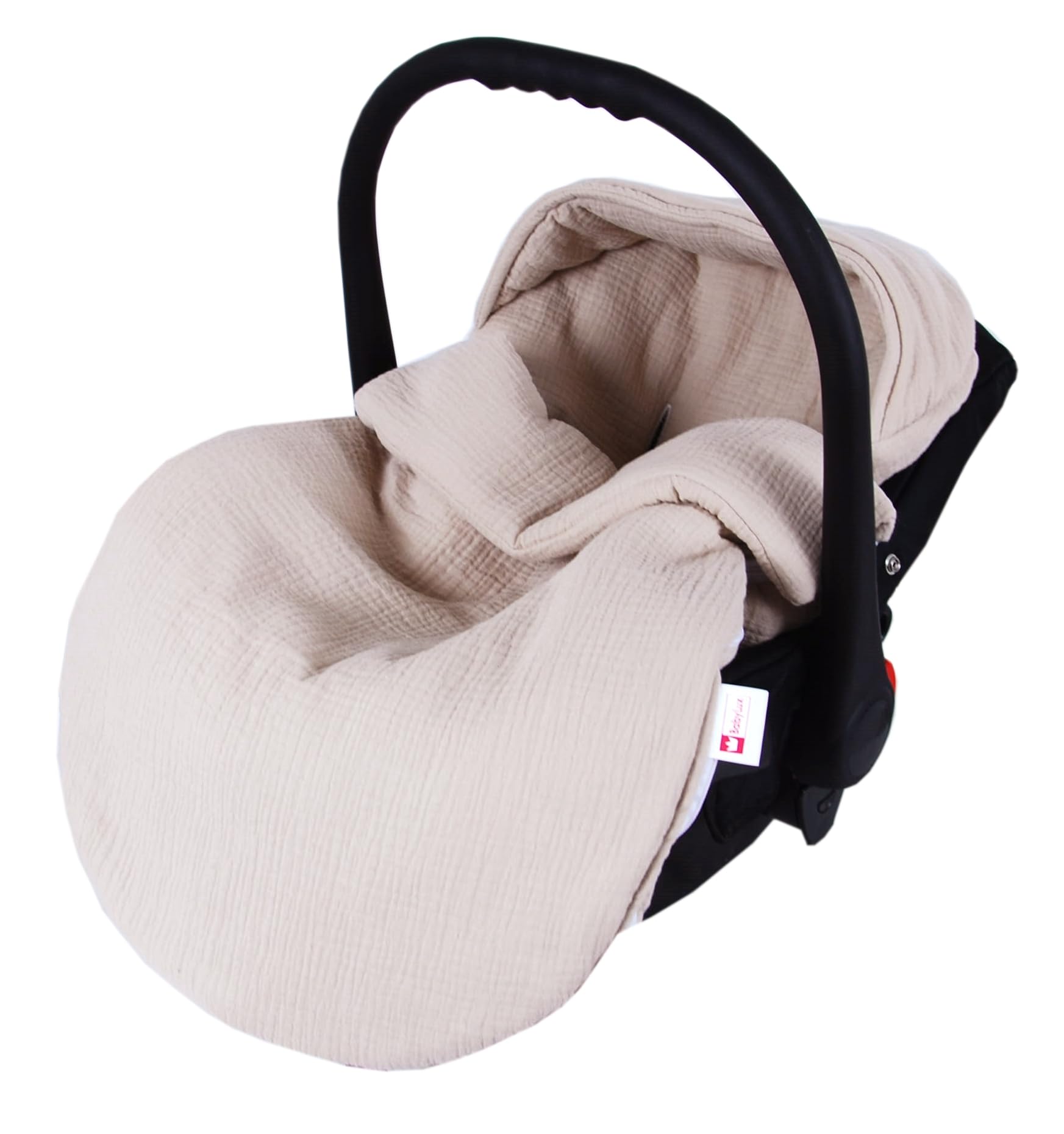 BabyLux Fußsack 90cm für Babyschale, Kinderwagen & Buggy, Minky, ideal für Frühling, Sommer Herbst &, warm & weich Kinderfußsack (Musselin - Beige)