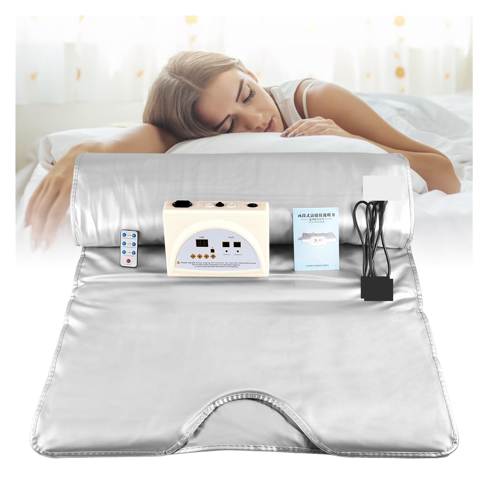 Coperta for sauna brucia grassi Slimmin for disintossicazione spa dimagrante, coperta riscaldante con tecomando a infrarossi for moatore del corpo domestico, Unità Benessere