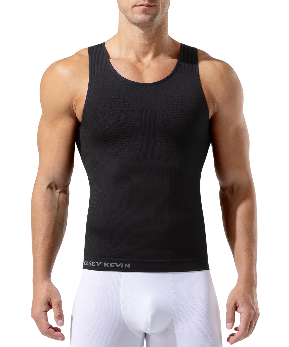 Casey Kevin Débardeur de Compression Homme Niveau 5 (20-25 mmHg) | Gain Ventre Plat Homme - T-shirt Compression Homme, Gainant pour Morphologie, Sport et Quotidien