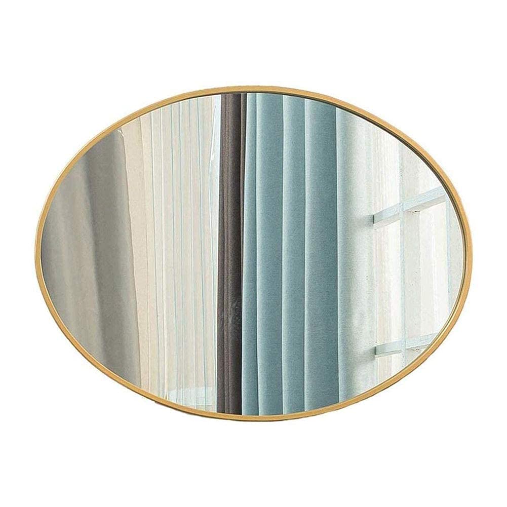 TYUHDUYUR Oval Wall Bathroom Hanging Mirror Circle Wall Mounted Vanity Makeup Shaving Mirror Plane Decorative Mirror Gold Metal Frame Vanity Mirrors