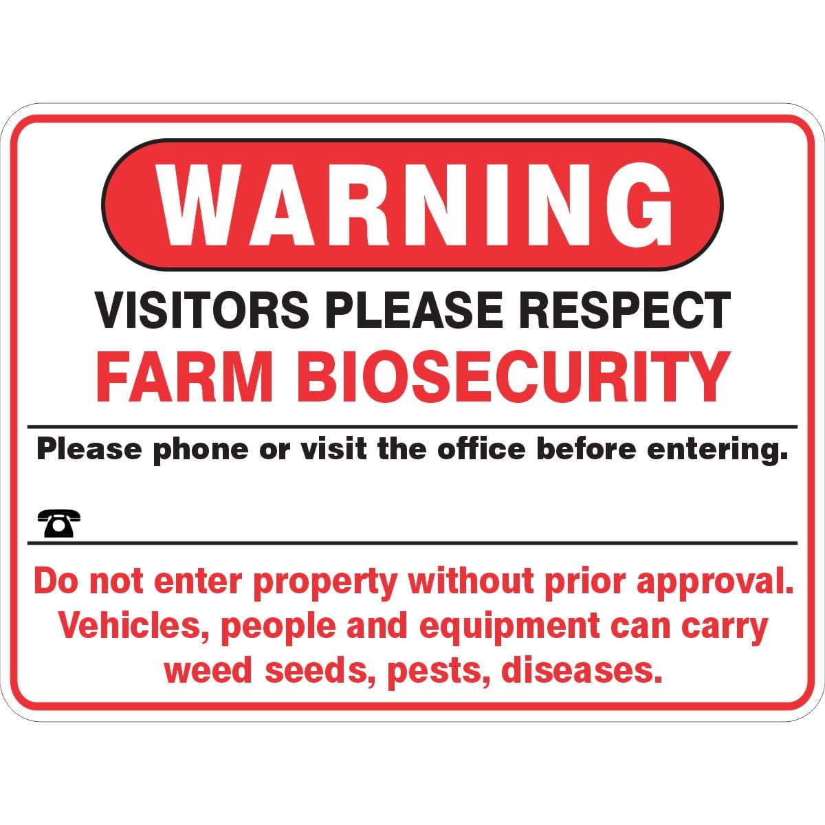 Farm Biosecurity Sign Metal Tin Sign 8 x 12 inch for Industrial & Commercial