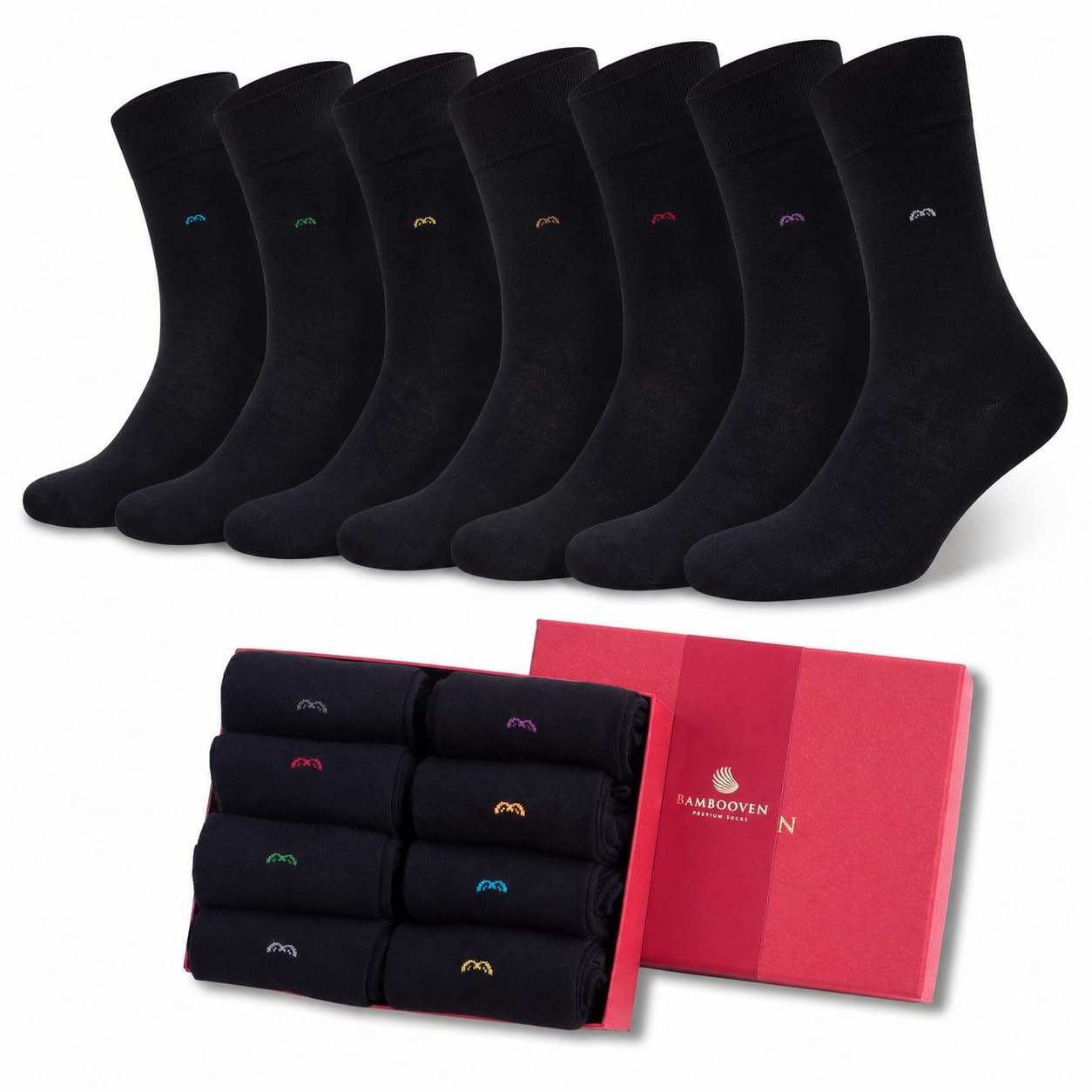 BAMBOOVEN Men's Black Dress Socks