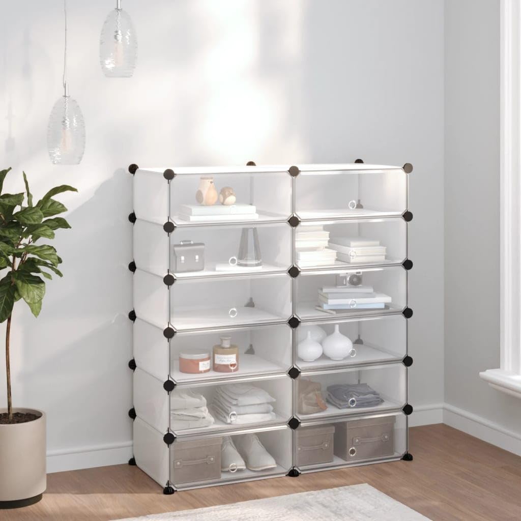 Przezroczysty regał na buty z tworzywa sztucznego PP z ramą stalową 94,5 x 36,5 x 106 cm, można układać w stos, zajmuje mało miejsca, z systemem wtykowym do korytarza, przedpokoju, garderoby