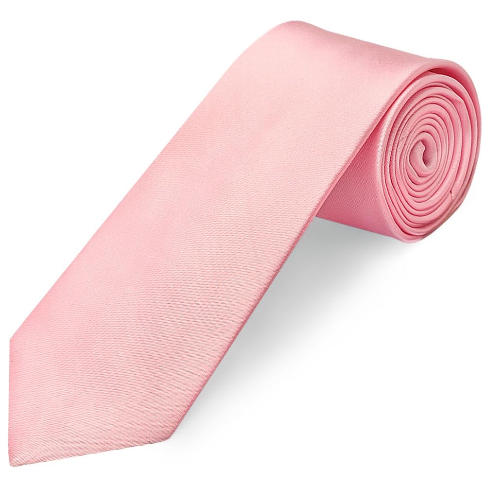 TIES R US Pink Satin Classic Men's Plain Tie
