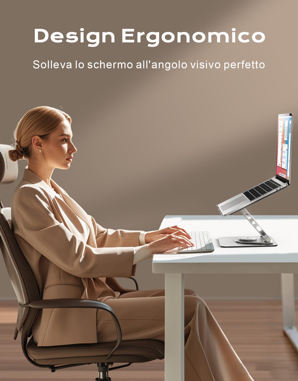 Glangeh Supporto PC Portatile [360° Rotante], Porta PC Portatile Ergonomico Regolabile con Supporto a Doppia Barra, Ventilazione e Dissipazione, Laptop Stand Compatibile con MacBook Air Pro (10-16")