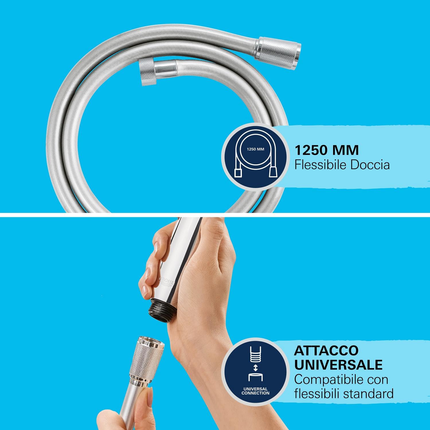 GROHE Tempesta Trigger Spray Set Supporto a Parete (1 getto a pistola, supporto a parete incluso, SpeedClean anticalcare, flessibile antitorcitura), Cromo, 26175001