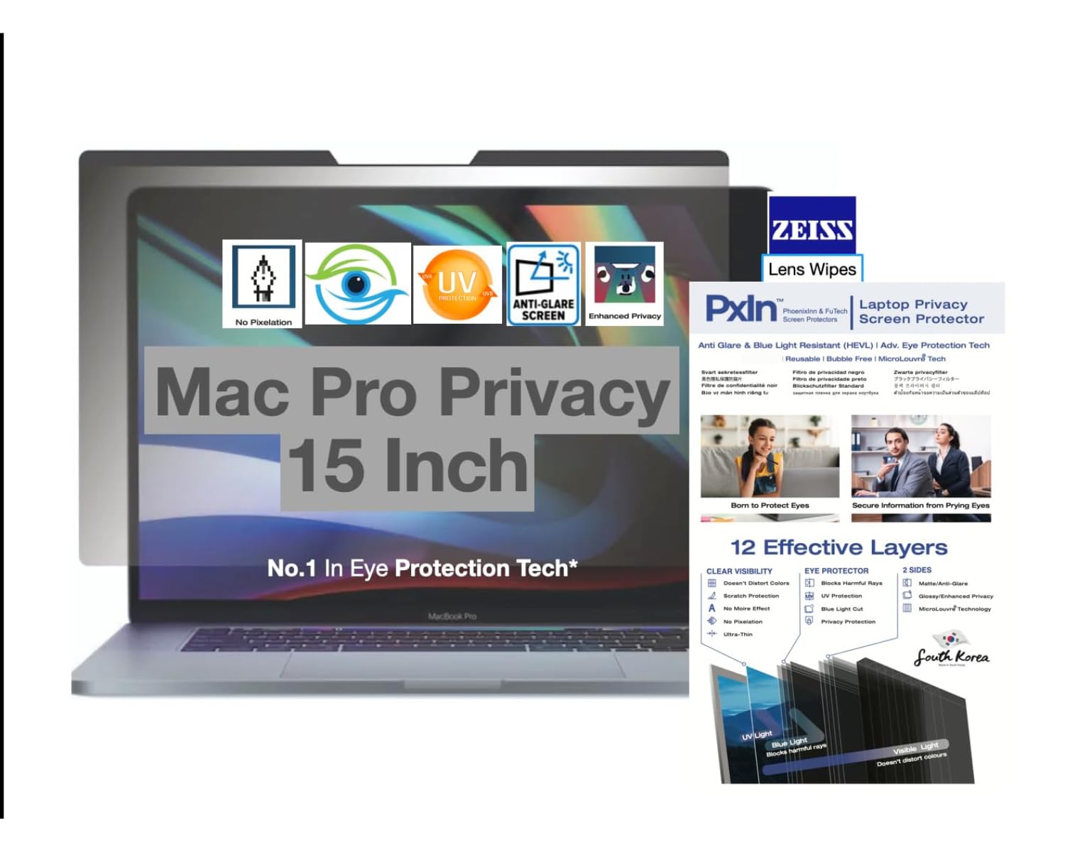 PxIn 13.6 Inch MacBook Air Magnetic Privacy Screen Filter - Zero Eye Strain | Anti-Blue Light + Anti-Glare | No Dry Eyes | Privacy Screen Protector (B0CB8MJ7K9) Amazon Price History, Amazon Price Tracker
