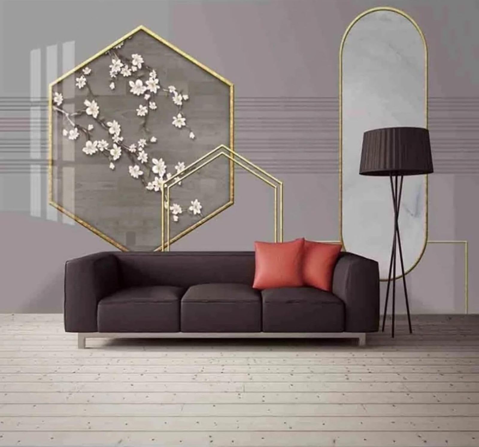 Wallpaper-3D-Xlm 300Cm×210Cm(B×H) Retro Three Dimensional Classical Geometric Floral 3D Wallpaper Easy Install Feature Office Living Room Sofa Bedroom Tv Background Wall Decoration-300Cm×210Cm