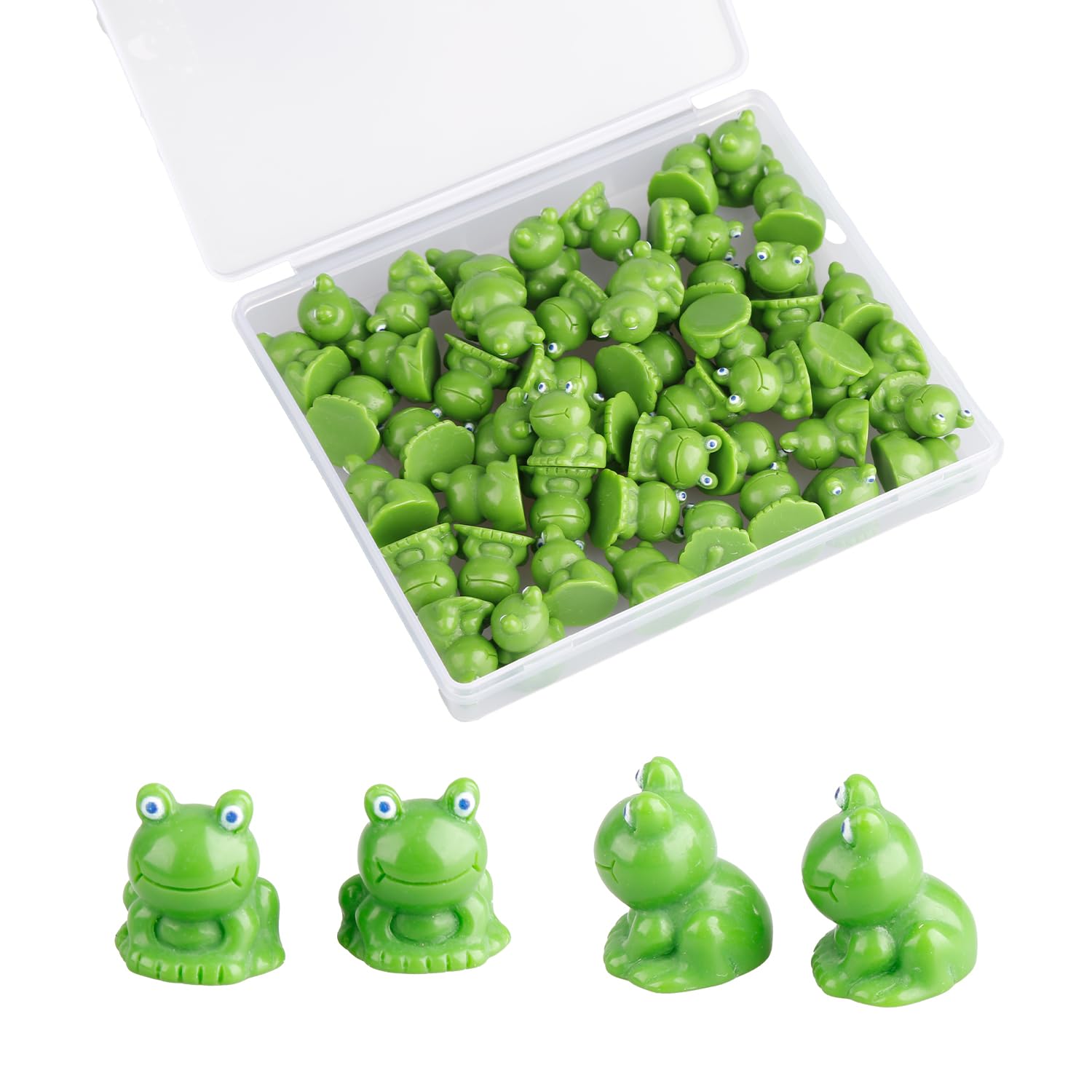 Hopzab 50PCS Resin Frogs, Mini Figurines, Cute Garden Ornaments, Indoor Outdoor Decor, Miniature Craft Supplies