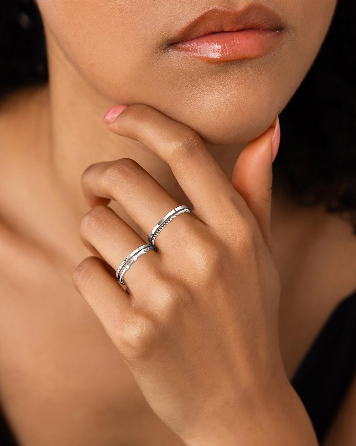 WEDDINEN S925 Sterling Silver Rings for Women,Dainty Stackable Silver Thumb rings for Women Non Tarnish,Silver Band Waterproof Rings Anillos Para Mujer Womens Rings size 6 - Image 3