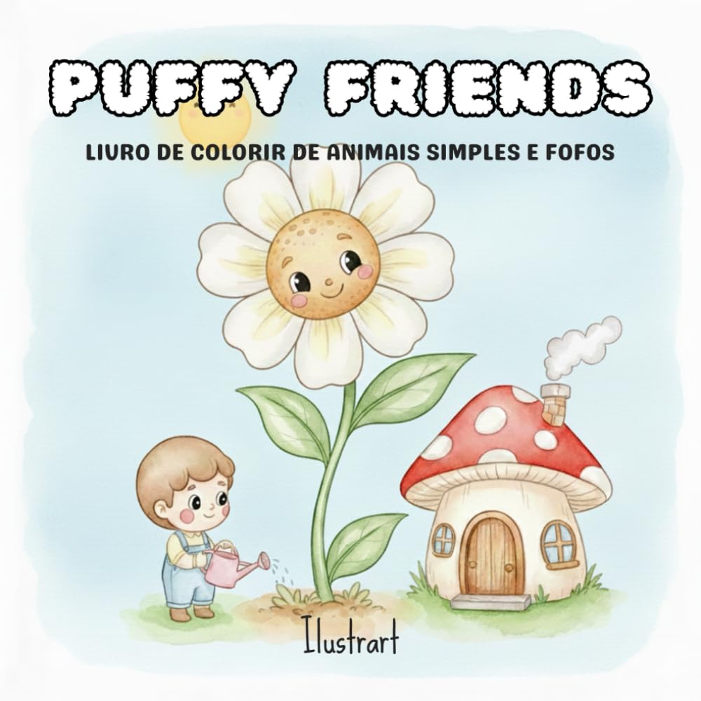 Puffy Friends: Livro de colorir de animais simples e fofos