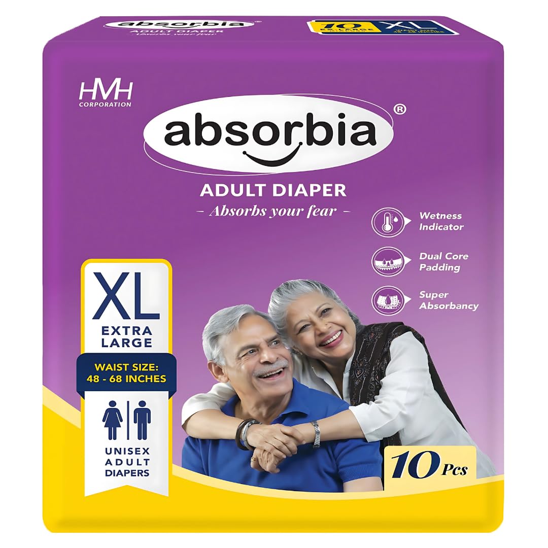 absorbia Adult Diaper Tape Style Waist Size 122-172 CM (48-68 incs) Size-XL 10 Pcs Extra Large (B09HQMW42N) Amazon Price History, Amazon Price Tracker